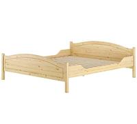 Erst-Holz Grand lit Adulte en pin Massif Naturel 180x200 Style Rustique, Accessoires en Option V-60.30-18, Accessoires:sommier à Lattes INCL.