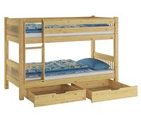 Erst-Holz® Huit variantes de lit superposé élégant divisible 90x200 en pin massif V-60.12-09Ni70Doghe en bois rigide. matelas et 2 ensembles de tiroirs