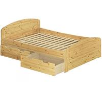 Erst-Holz Lit Adulte Extra Haut pin Massif 140x200 idéal pour Les Personnes âgées, tiroirs, sommier 60.50-14