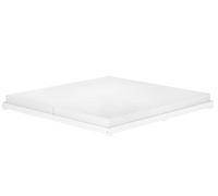 Erst-Holz® Lit bas, blanc, 200 x 200 cm, extra plat, en bois de pin V-60.47W-20, sommier à roulettes et matelas avec