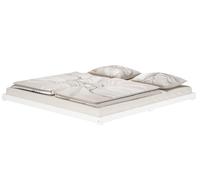 Erst-Holz® Lit bas, blanc, 200 x 200 cm, extra plat, en bois de pin V-60.47W-200, sans accessoires