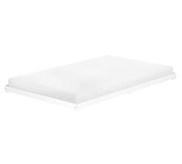 Erst-Holz® Lit de sol, blanc, peu encombrant, extra bas, extra long, 140 x 220 cm, en pin V-60.47W-14-220, sommier à roulettes et matelas avec