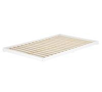Erst-Holz® Lit de sol, blanc, peu encombrant, extra bas, extra long, 140 x 220 cm, en pin V-60.47W-14-220, sommier à roulettes avec