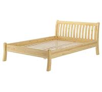 Erst-Holz® Lit double moderne 160 x 200 cm en pin massif, pieds incurvés, accessoires au choix, V-60.61-16 Sommier à roulettes avec
