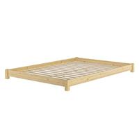 Erst-Holz Lit Double pin Naturel 140x200 Extra-Plat sans tête de lit, Accessoires variables V-60.51-14, Accessoires:sommier à Lattes INCL.