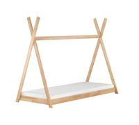 Erst-Holz® Lit en bois en forme de tipi, pour enfant, 90 x 200 cm, en hêtre massif huilé, accessoires au choix, avec sommier à roulettes et matelas inclus