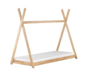Erst-Holz® Lit en bois en forme de tipi, pour enfant, 90 x 200 cm, en hêtre massif huilé, accessoires au choix, avec sommier à roulettes et matelas inclus