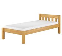 Erst-Holz Lit en Bois Massif, Cadre de lit 100 x 200, pin laqué Couleur chêne sommier à Lattes et Matelas INCL.