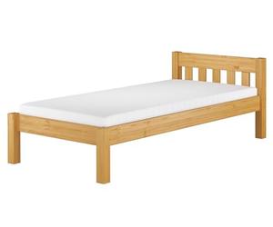 Erst-Holz Lit en Bois Massif, Cadre de lit 100 x 200, pin laqué Couleur chêne sommier à Lattes et Matelas INCL.