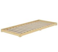Erst-Holz Lit en pin très Bas, Base idéale pour Combiner avec futon, Surface 90x200 cm V-60.47K-09, Accessoires:sommier à Lattes INCL.