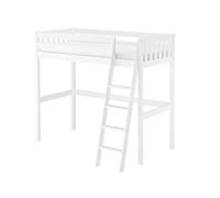 Erst-Holz® Lit mezzanine en pin 90 x 200 cm - Blanc - Accessoires au choix V-60.23W-09 - Sommier à roulettes et matelas avec