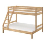 Erst-Holz® Lit superposé, stable, 90 x 200 cm, 140 x 200 cm, en hêtre massif laqué, V-60.14-09-14, sommier à roulettes et matelas avec