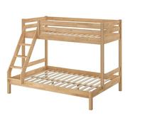 Erst-Holz® Lit superposé, stable, 90 x 200 cm, 140 x 200 cm, en hêtre massif laqué, V-60.14-09-14, sommier à roulettes avec