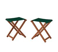 Erst-Holz Tabouret de Jardin Pliable, Bois foncé avec Tissu Vert V-10-216-04