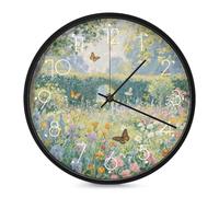 ERSTSNCK Belle horloge murale de jardin décorative silencieuse et sans tic-tac pour salon, chambre, salle de bain, cuisine, bureau, appartement décoratif ou cadeau, 25,4 cm, blanc