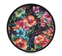 ERSTSNCK Belle horloge murale décorative en forme de fleur d'hibiscus silencieuse et sans tic-tac pour salon, chambre, salle de bain, cuisine, bureau, appartement décoratif ou cadeau, 25,4 cm, noir