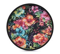 ERSTSNCK Belle horloge murale décorative en forme de fleur d'hibiscus silencieuse et sans tic-tac pour salon, chambre, salle de bain, cuisine, bureau, appartement décoratif ou cadeau, 25,4 cm, blanc