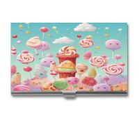 ERSTSNCK Candy Happy Porte-cartes de visite en métal personnalisé super léger avec fermeture à boucle pour homme et femme
