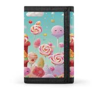 ERSTSNCK Candy Happy Portefeuille de voyage élégant avec porte-cartes d'identité et de sécurité à trois volets pour homme et femme