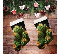 ERSTSNCK Chaussettes de Noël cactus et plantes grasses avec manchette en peluche de 25,4 cm - Grandes chaussettes de Noël de 41,9 cm pour suspendre une cheminée, décoration de vacances traditionnelle