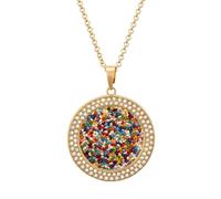 ERSTSNCK Collier pour femme assorti avec pendentif rond en alliage et diamant - Collier à breloques mignon et élégant - Cadeau d'anniversaire, d'anniversaire de mariage, de Saint-Valentin, One size