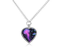 ERSTSNCK Collier urne fluorescente en forme de cœur avec kit de remplissage, chaîne réglable de 70,1 cm, bijou souvenir pour chien, chat, cadeau de condoléances pour les amoureux des animaux