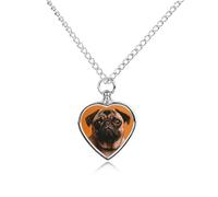 ERSTSNCK Collier urne pour cendres d'animaux domestiques avec pendentif commémoratif en forme de cœur carlin avec kit de remplissage, chaîne réglable de 70,1 cm, bijou souvenir pour chien, chat
