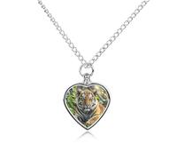 ERSTSNCK Collier urne pour cendres d'animaux domestiques avec pendentif en forme de cœur en forme de grand tigre avec kit de remplissage, chaîne réglable de 70,1 cm, bijou souvenir pour chien, chat