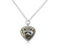 ERSTSNCK Collier urne pour cendres de raton laveur - Pendentif commémoratif en forme de cœur avec kit de remplissage - Chaîne réglable de 70,1 cm - Bijou souvenir pour chien et chat - Cadeau de