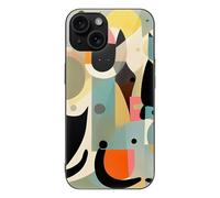 ERSTSNCK Compatible avec iPhone 15, coque de téléphone élégante au milieu du siècle, motif chat d'art moderne du milieu du siècle, coque de téléphone élégante pour homme et femme, verre trempé, coque