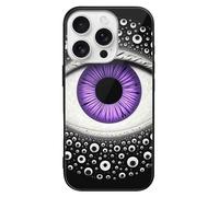 ERSTSNCK Compatible avec iPhone 16, coque de téléphone élégante contre le mauvais œil pour homme et femme, en verre trempé, résistante aux chocs, coque fine pour 16 Pro, noir