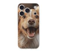 ERSTSNCK Compatible avec iPhone 17 - Coque de téléphone élégante en TPU résistant aux chocs pour homme et femme - Motif chiot heureux - Transparent