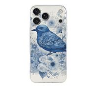 ERSTSNCK Coque compatible avec iPhone 17, motif oiseau bleu et fleurs, coque de téléphone élégante pour homme et femme, en TPU résistant aux chocs, coque fine pour 17 Pro