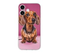 ERSTSNCK Coque compatible avec iPhone 17, motif teckel Weiner Dog, coque de téléphone élégante pour homme et femme en TPU résistant aux chocs, coque fine pour 17 Pro transparente