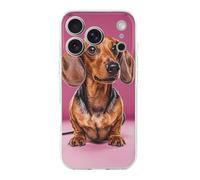 ERSTSNCK Coque compatible avec iPhone 17, motif teckel Weiner Dog, coque de téléphone élégante pour homme et femme en TPU résistant aux chocs, coque fine pour 17 Pro transparente