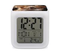 ERSTSNCK Happy Puppy Réveil numérique intelligent avec affichage LED pour chambre à coucher avec 7 lumières d'ambiance colorées Minuteur de sommeil pour les dormeurs lourds Fonctionnement simple