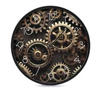 ERSTSNCK Horloge murale décorative à engrenages Steampunk - Silencieuse - Sans tic-tac - Pour salon, chambre, salle de bain, cuisine, bureau, appartement - 25,4 cm - Blanc