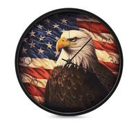 ERSTSNCK Horloge murale décorative avec drapeau et aigle - Silencieuse - Sans tic-tac - Pour salon, chambre, salle de bain, cuisine, bureau, appartement - 25,4 cm - Noir