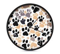 ERSTSNCK Horloge murale décorative avec empreintes de pattes de chien mignons, silencieuse, sans tic-tac, horloge ronde pour salon, chambre, salle de bain, cuisine, bureau, appartement ou cadeau, 25,4
