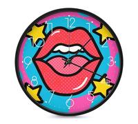 ERSTSNCK Horloge murale décorative avec lèvres rouges - Silencieuse - Sans tic-tac - Pour salon, chambre, salle de bain, cuisine, bureau, appartement - 25,4 cm - Blanc