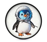 ERSTSNCK Horloge murale décorative en forme d'astronaute pingouin - Silencieuse - Sans tic-tac - Pour salon, chambre à coucher, salle de bain, cuisine, bureau, appartement - 25,4 cm - Blanc