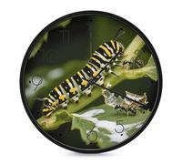 ERSTSNCK Horloge murale décorative en forme de chenille monarque - Silencieuse - Sans tic-tac - Pour salon, chambre, salle de bain, cuisine, bureau, appartement - 25,4 cm - Noir