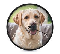 ERSTSNCK Horloge murale décorative en forme de chien labrador mignon, silencieuse, sans tic-tac, horloge ronde pour salon, chambre, salle de bain, cuisine, bureau, appartement décorative ou cadeau