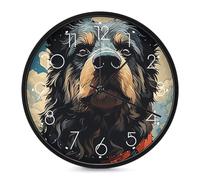 ERSTSNCK Horloge murale décorative en forme de chien nageur - Silencieuse - Sans tic-tac - Pour salon, chambre, salle de bain, cuisine, bureau, appartement - 25,4 cm - Blanc