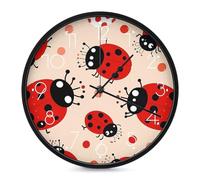 ERSTSNCK Horloge murale décorative en forme de coccinelle mignonne - Silencieuse - Sans tic-tac - Pour salon, chambre, salle de bain, cuisine, bureau, appartement - 25,4 cm - Blanc