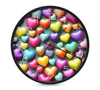 ERSTSNCK Horloge murale décorative en forme de cœurs arc-en-ciel colorés, silencieuse, sans tic-tac, pour salon, chambre, salle de bain, cuisine, bureau, appartement ou cadeau, 25,4 cm, blanc