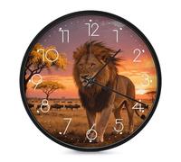 ERSTSNCK Horloge murale décorative en forme de lion de prairie - Silencieuse - Sans tic-tac - Pour salon, chambre, salle de bain, cuisine, bureau, appartement - 25,4 cm - Blanc
