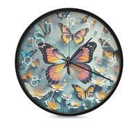 ERSTSNCK Horloge murale décorative en forme de papillons mignons - Silencieuse - Sans tic-tac - Pour salon, chambre, salle de bain, cuisine, bureau, appartement - 25,4 cm - Blanc