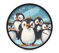 ERSTSNCK Horloge murale décorative en forme de pingouins mignons - Silencieuse - Sans tic-tac - Pour salon, chambre, salle de bain, cuisine, bureau, appartement - 25,4 cm - Blanc