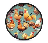 ERSTSNCK Horloge murale décorative en forme de poules de coq - Silencieuse - Sans tic-tac - Pour salon, chambre, salle de bain, cuisine, bureau, appartement - 25,4 cm - Blanc